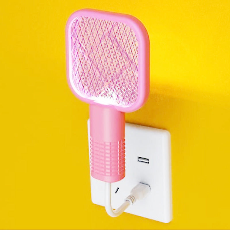 2-in-1 USB Rechargeable Mosquito Killer Lamp – Portable Electric Fly Swatter & UV Light Insect Trap for Home, Bedroom & Office