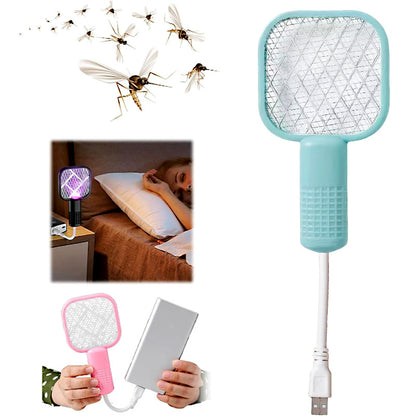 2-in-1 USB Rechargeable Mosquito Killer Lamp – Portable Electric Fly Swatter & UV Light Insect Trap for Home, Bedroom & Office