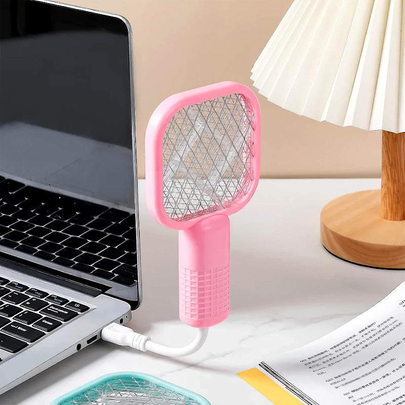 2-in-1 USB Rechargeable Mosquito Killer Lamp – Portable Electric Fly Swatter & UV Light Insect Trap for Home, Bedroom & Office