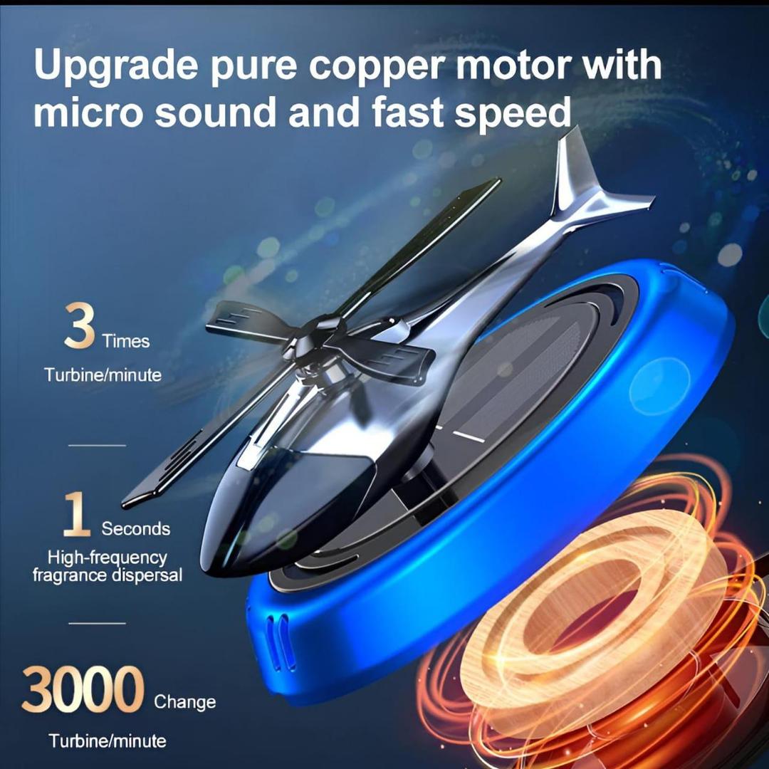 Luxury Solar Powered Rotating Helicopter Car Air Freshener - Premium Dashboard Decor Automatic Rotating Propeller