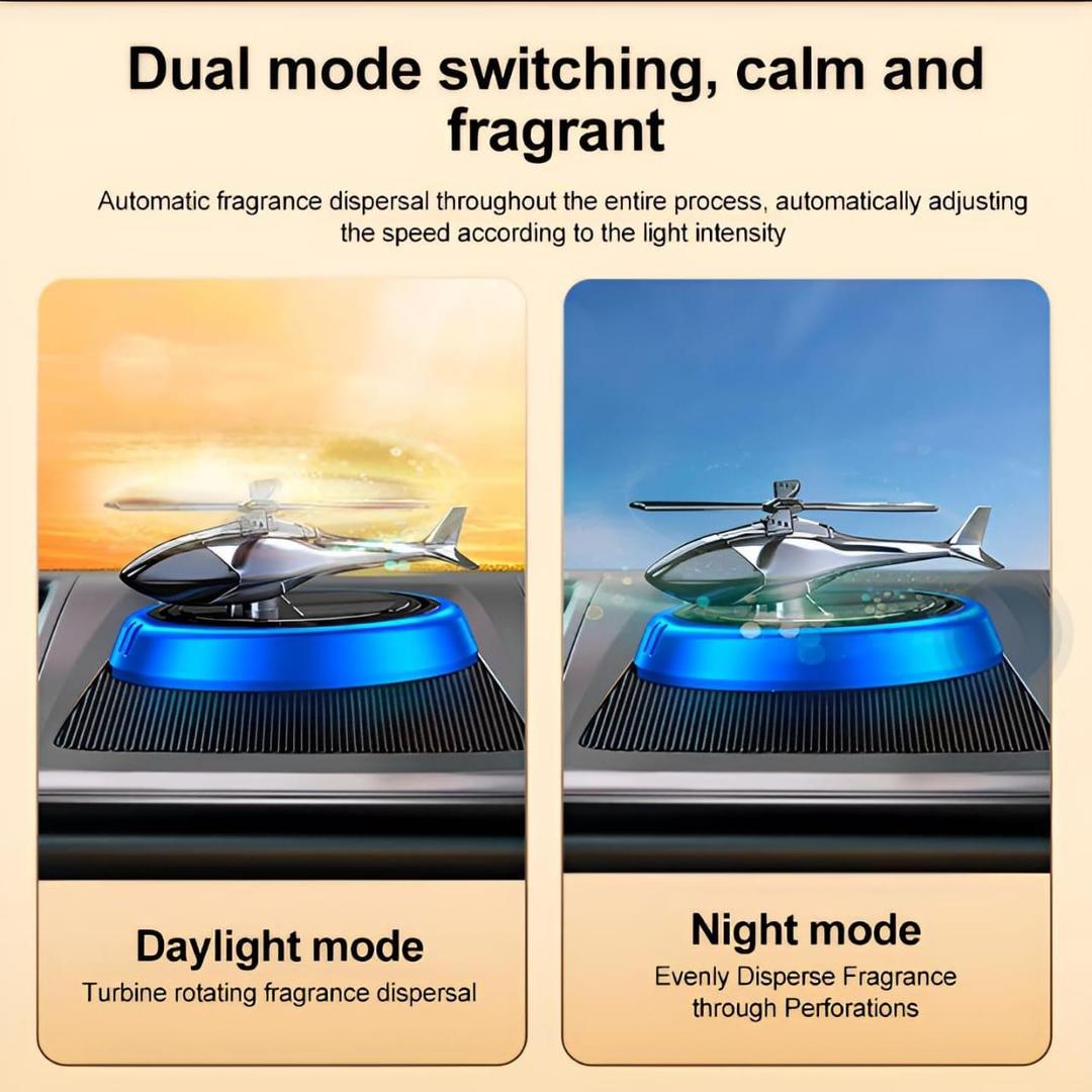Luxury Solar Powered Rotating Helicopter Car Air Freshener - Premium Dashboard Decor Automatic Rotating Propeller