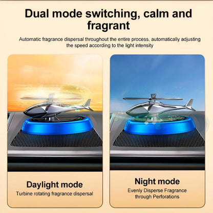 Luxury Solar Powered Rotating Helicopter Car Air Freshener - Premium Dashboard Decor Automatic Rotating Propeller