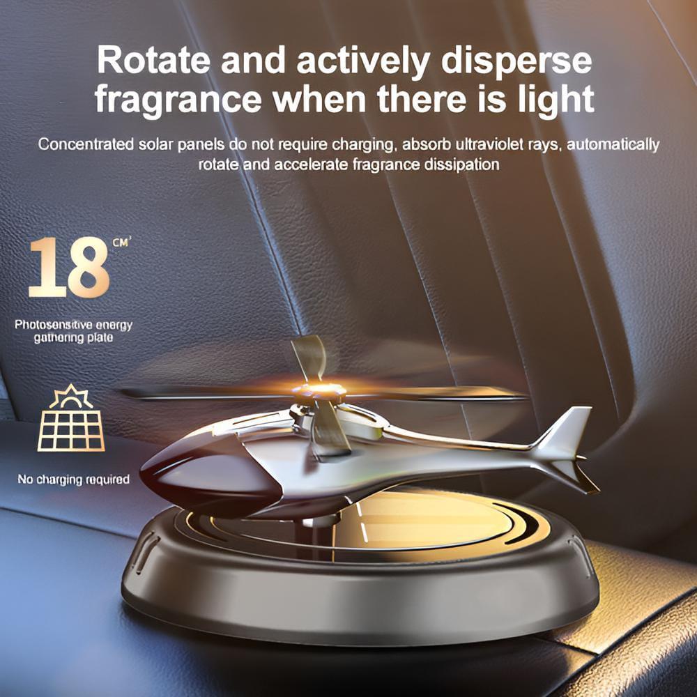 Luxury Solar Powered Rotating Helicopter Car Air Freshener - Premium Dashboard Decor Automatic Rotating Propeller
