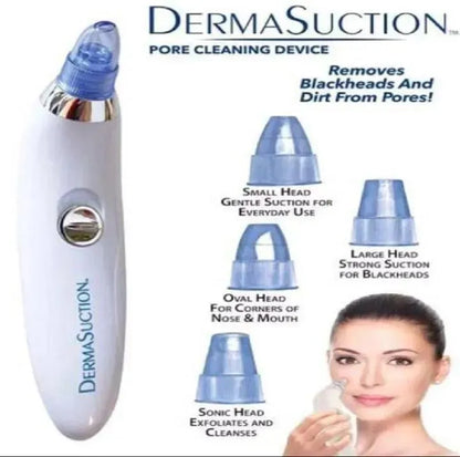 DermaSuction Professional Pore Cleaning Device – Vacuum Blackhead Remover with 4 Interchangeable Heads