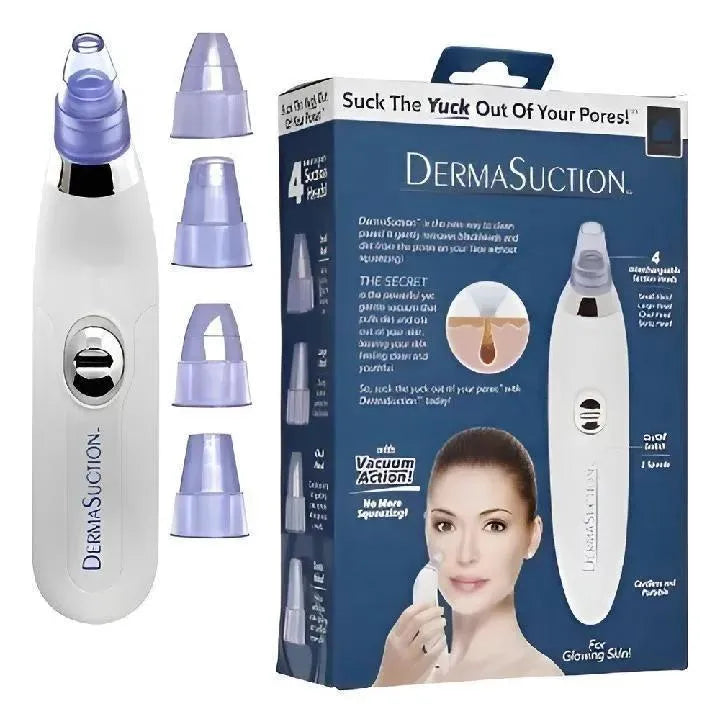 DermaSuction Professional Pore Cleaning Device – Vacuum Blackhead Remover with 4 Interchangeable Heads