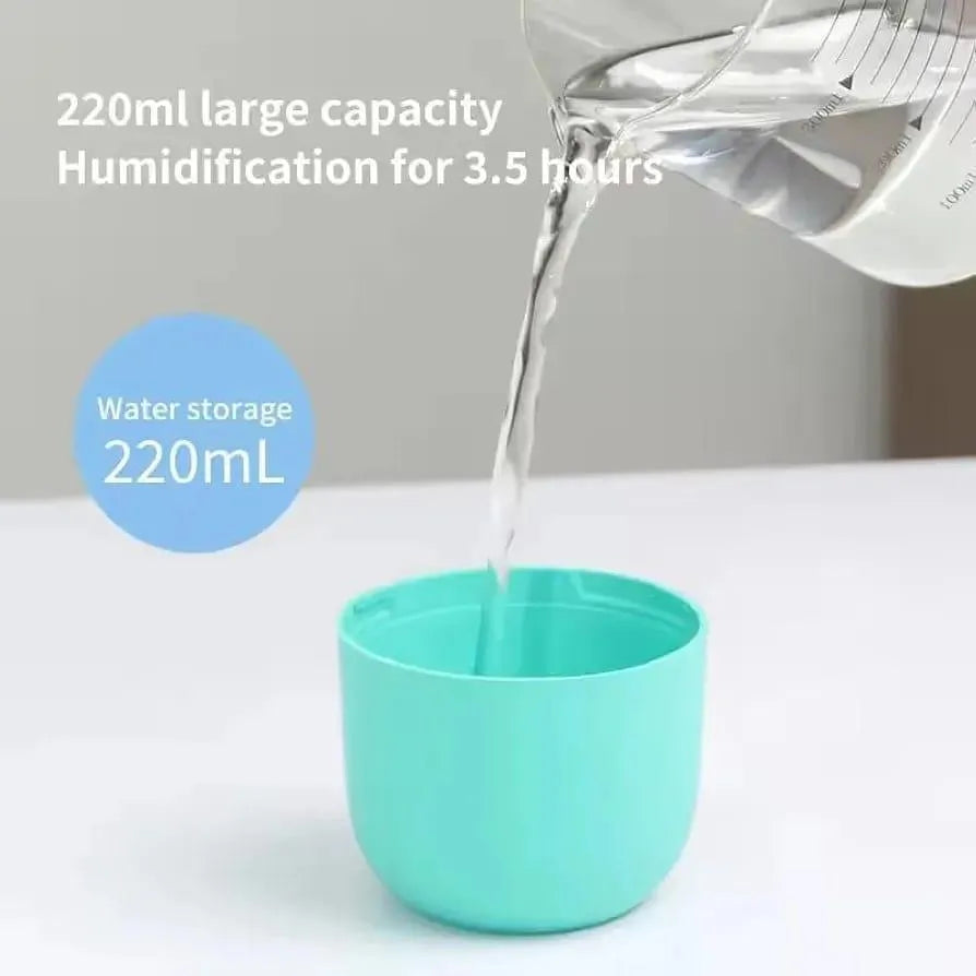 Mini Portable Ultrasonic Humidifier - 220ml Cool Mist Air Purifier with Ambient Night Light & Ultra-Quiet Operation for Bedroom, Office & Car