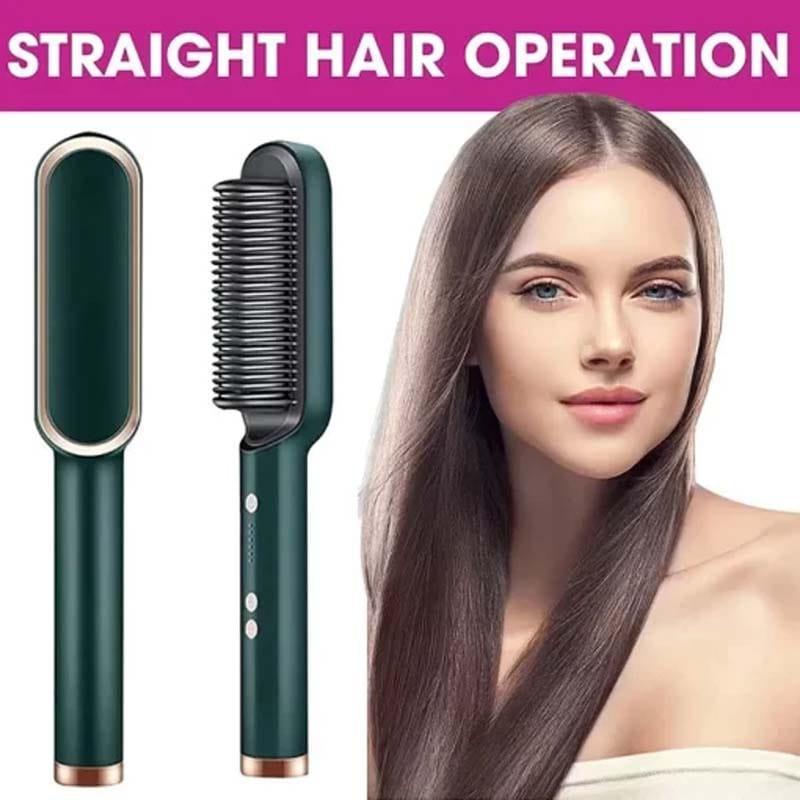 Premium 2-in-1 Professional Hair Straightener Brush – Anti-Scald Ceramic Heating Comb with 5 Temperature LevelsAll Hair Types (130°C to 200°C)