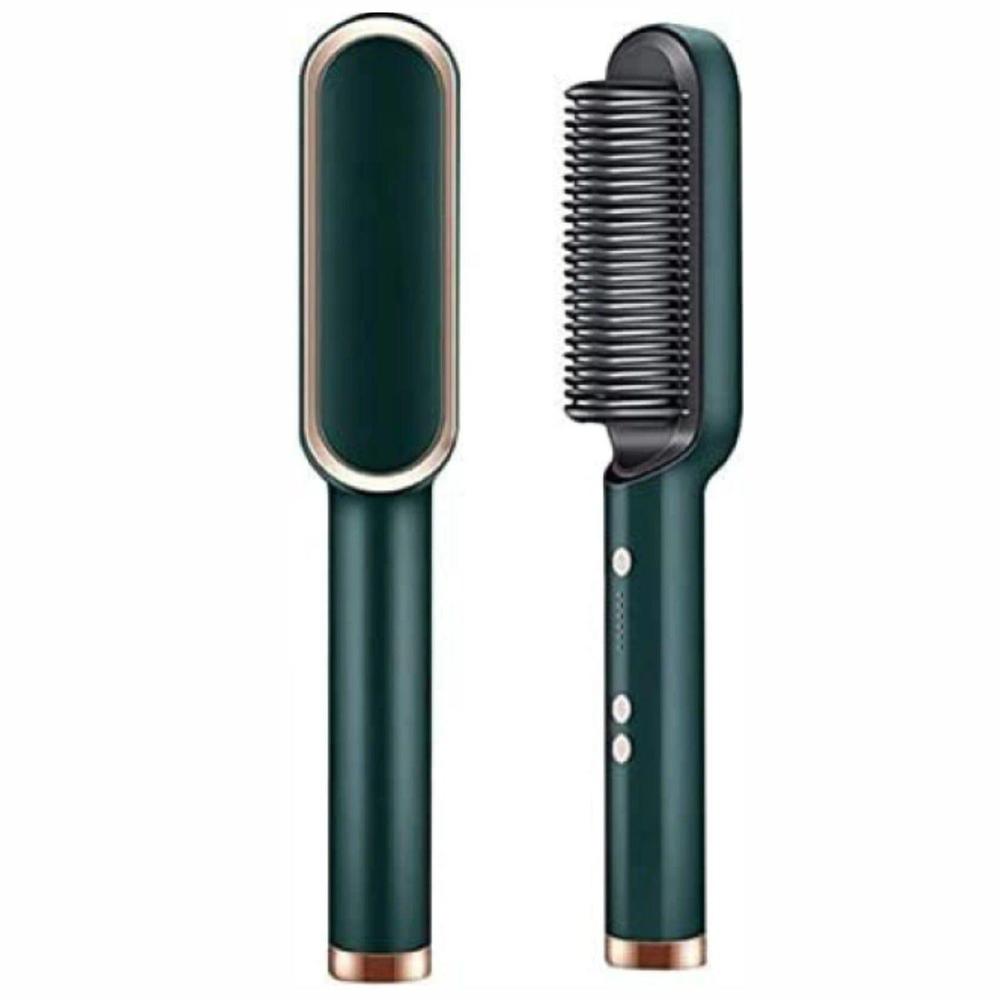 Premium 2-in-1 Professional Hair Straightener Brush – Anti-Scald Ceramic Heating Comb with 5 Temperature LevelsAll Hair Types (130°C to 200°C)