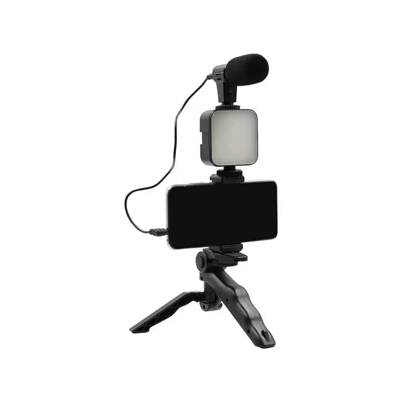 AY-49 Vlogging Kit – 5-in-1 Professional Video Making Setup with LED Light, Shotgun Mic, Tripod Stand, and Phone Holder