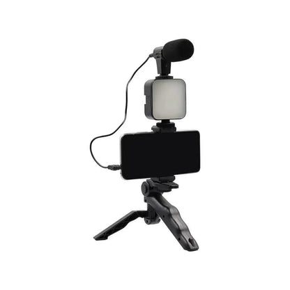 AY-49 Vlogging Kit – 5-in-1 Professional Video Making Setup with LED Light, Shotgun Mic, Tripod Stand, and Phone Holder