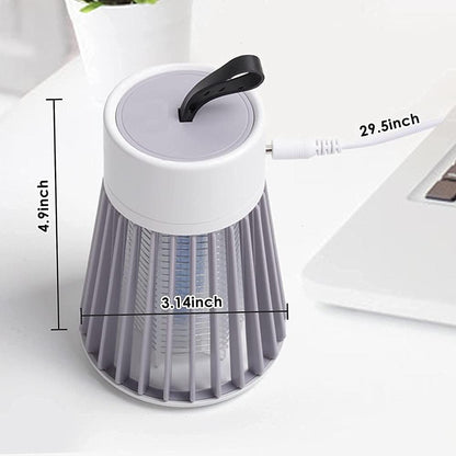 2-in-1 Rechargeable Electric Mosquito Killer Lamp - Portable UV Light Insect Zapper with USB Charging & Cleaning Brush - 360° Grid Design for Home, Bedroom & Outdoor Use