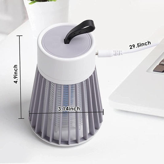 2-in-1 Rechargeable Electric Mosquito Killer Lamp - Portable UV Light Insect Zapper with USB Charging & Cleaning Brush - 360° Grid Design for Home, Bedroom & Outdoor Use