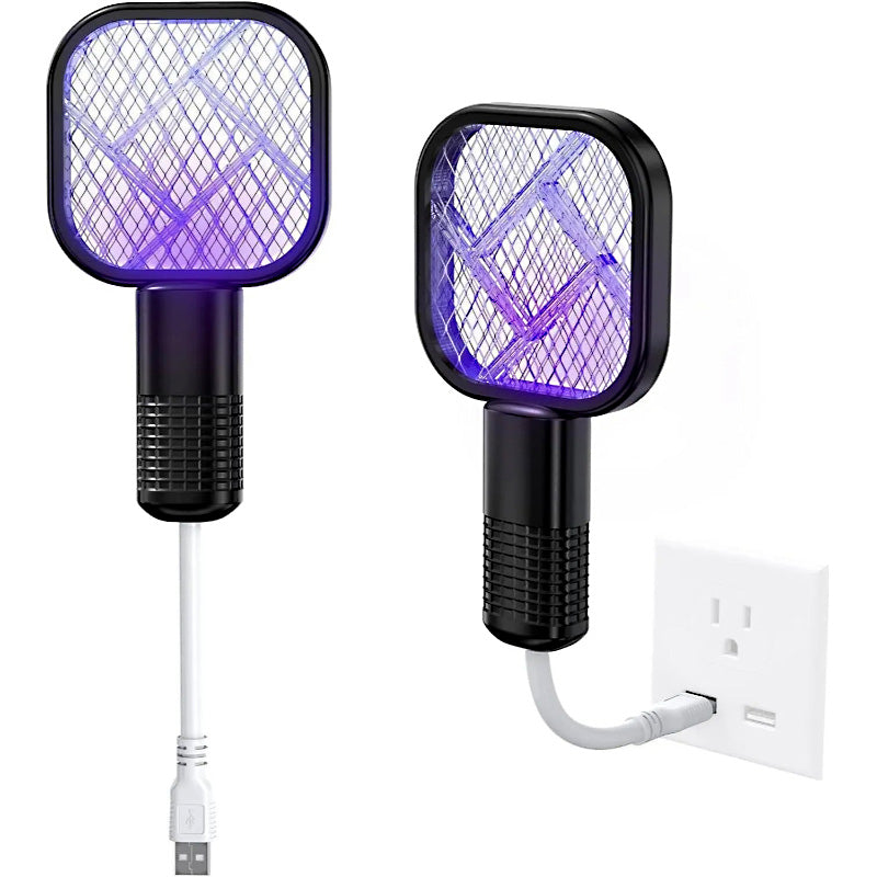 2-in-1 USB Rechargeable Mosquito Killer Lamp – Portable Electric Fly Swatter & UV Light Insect Trap for Home, Bedroom & Office