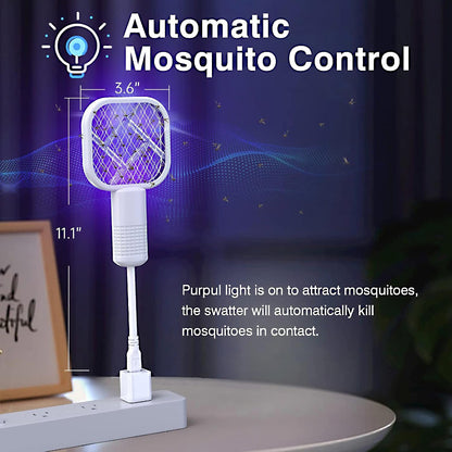 2-in-1 USB Rechargeable Mosquito Killer Lamp – Portable Electric Fly Swatter & UV Light Insect Trap for Home, Bedroom & Office