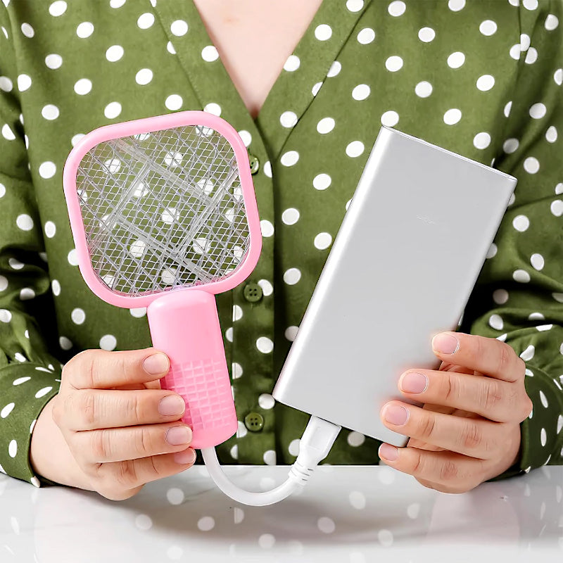 2-in-1 USB Rechargeable Mosquito Killer Lamp – Portable Electric Fly Swatter & UV Light Insect Trap for Home, Bedroom & Office