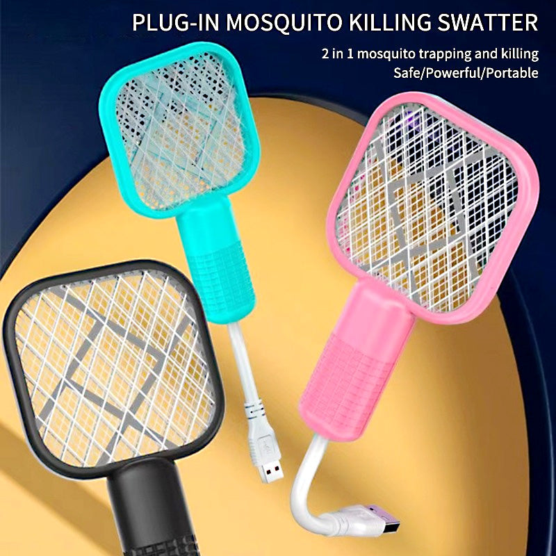 2-in-1 USB Rechargeable Mosquito Killer Lamp – Portable Electric Fly Swatter & UV Light Insect Trap for Home, Bedroom & Office